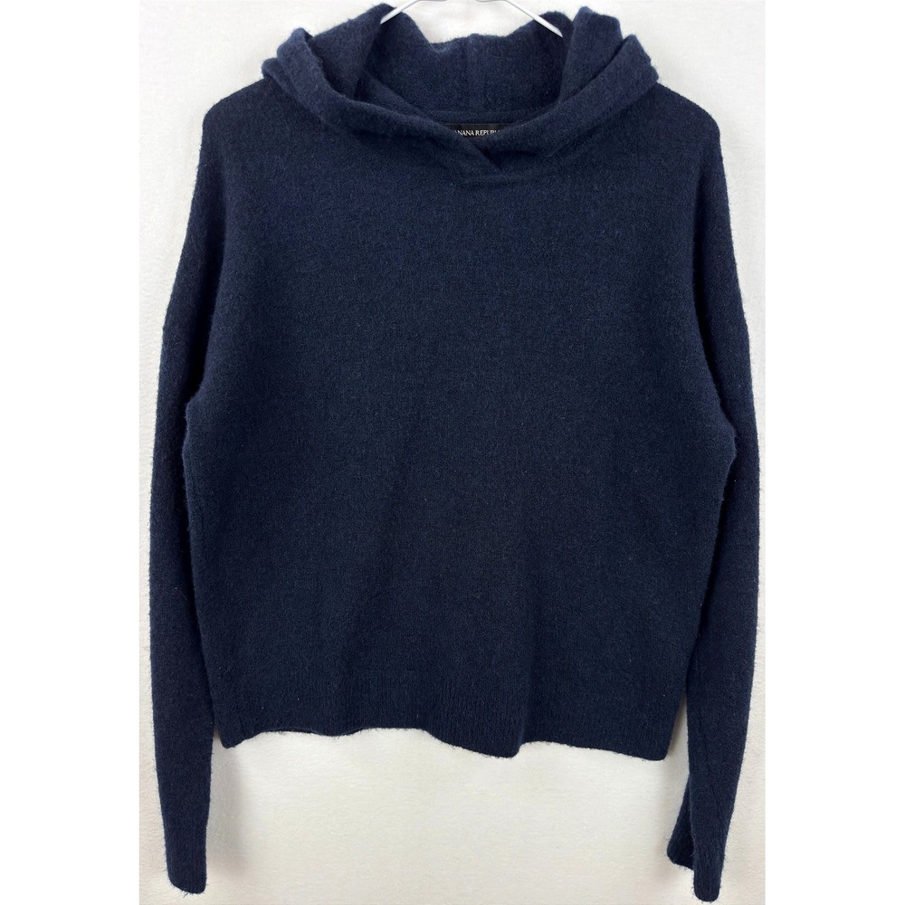 Banana Republic Aire Hoodie Womens L Navy Blue Wool Blend Sweater 518864-03